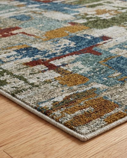 Oriental Weavers Hayden HAY02 Beige Multi abstract rug corner detail