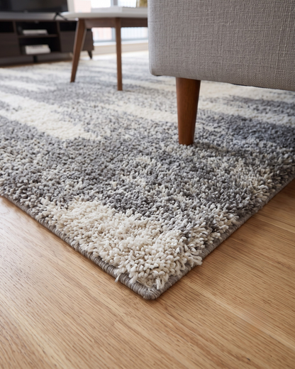 Oriental Weavers Henderson 565J9 Grey Ivory shag rug corner close-up with plush texture