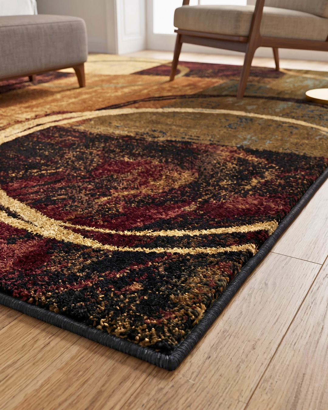 Oriental Weavers Hudson 2544B Brown Black abstract rug corner texture detail