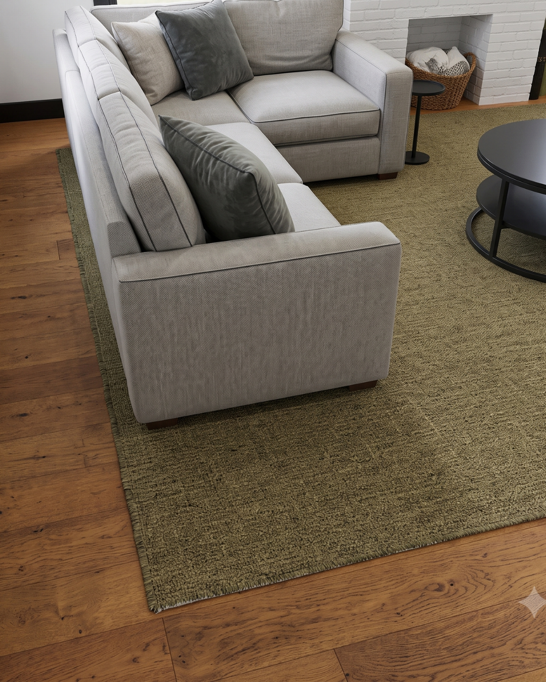 Oriental Weavers Karavia 2160N Light Brown solid textured rug corner close-up