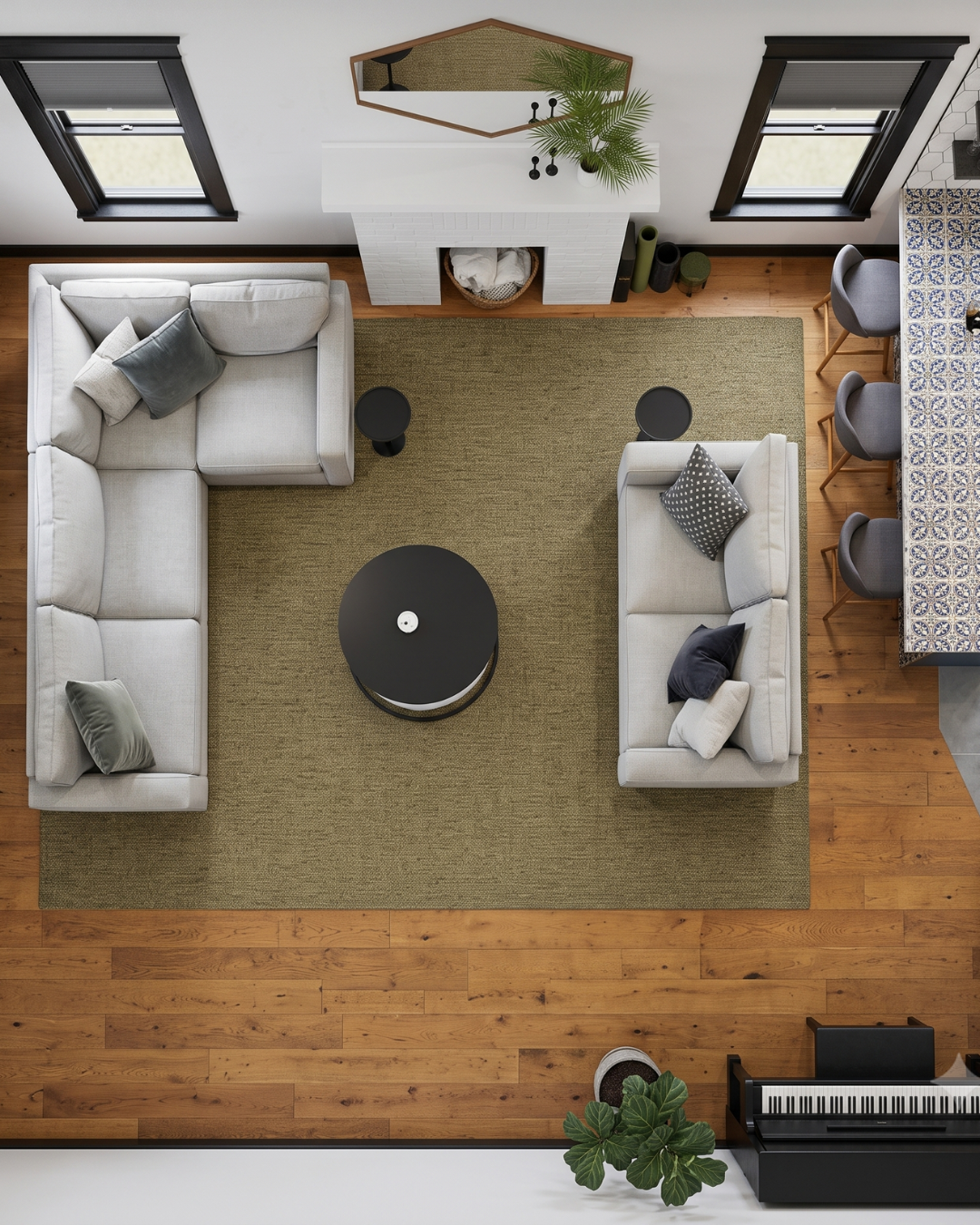 Oriental Weavers Karavia 2160N Light Brown overhead living room rug