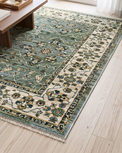 Oriental Weavers Keira KEI07 Blue Green traditional rug corner detail