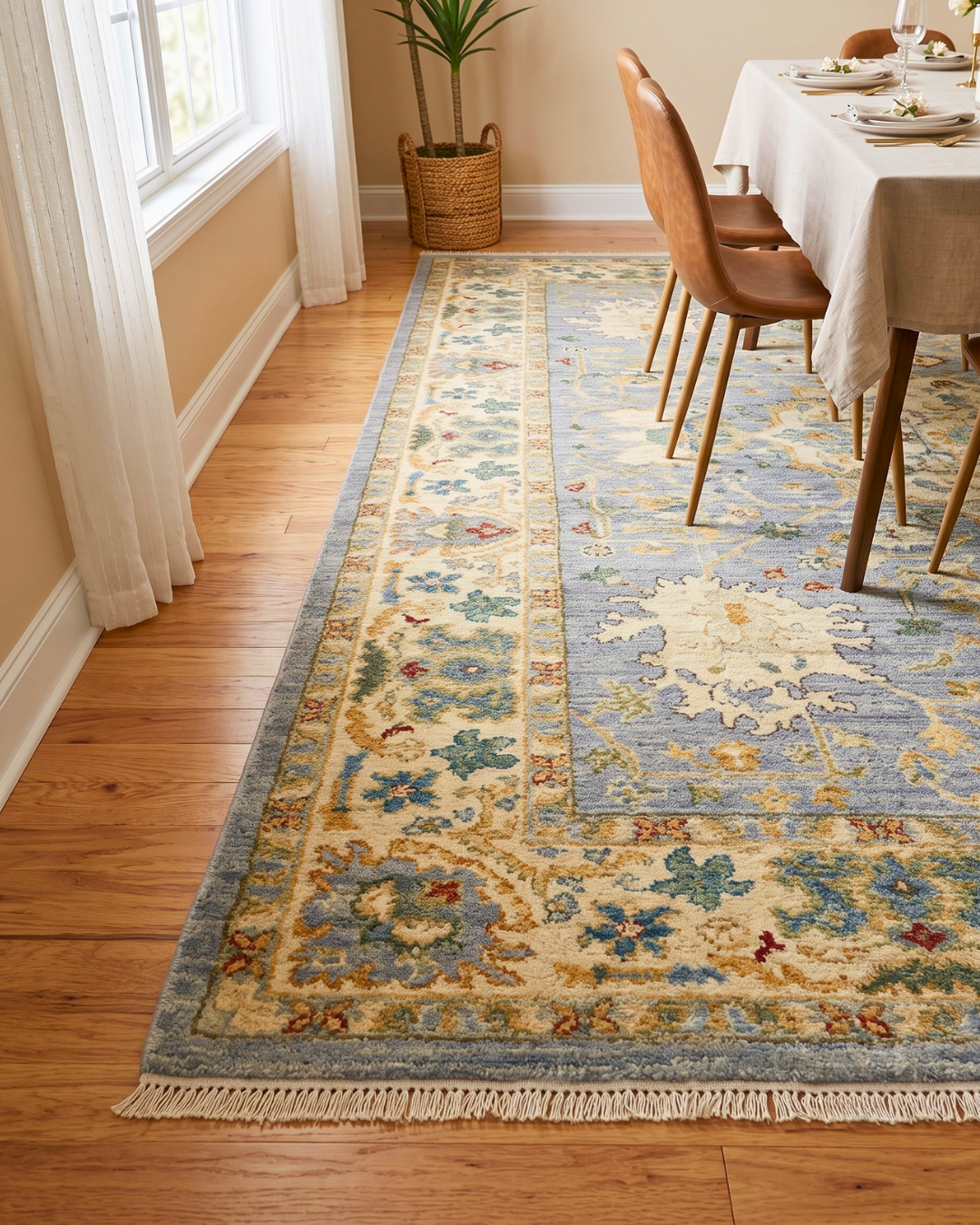 Oriental Weavers Lucca 2063L Grey Multi traditional rug in dining room corner