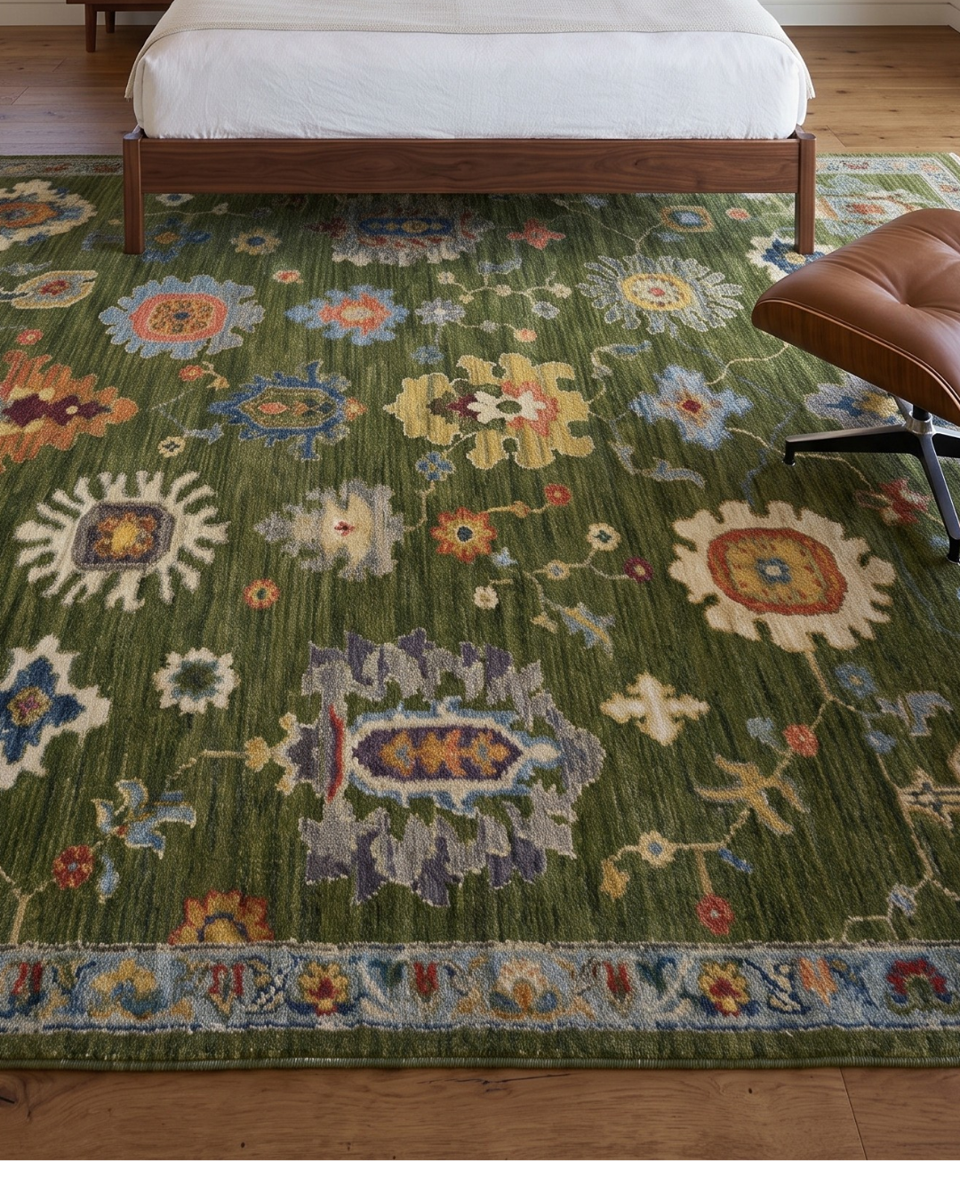 Oriental Weavers Lucca 2863E Green Multi floral rug bedroom overhead view