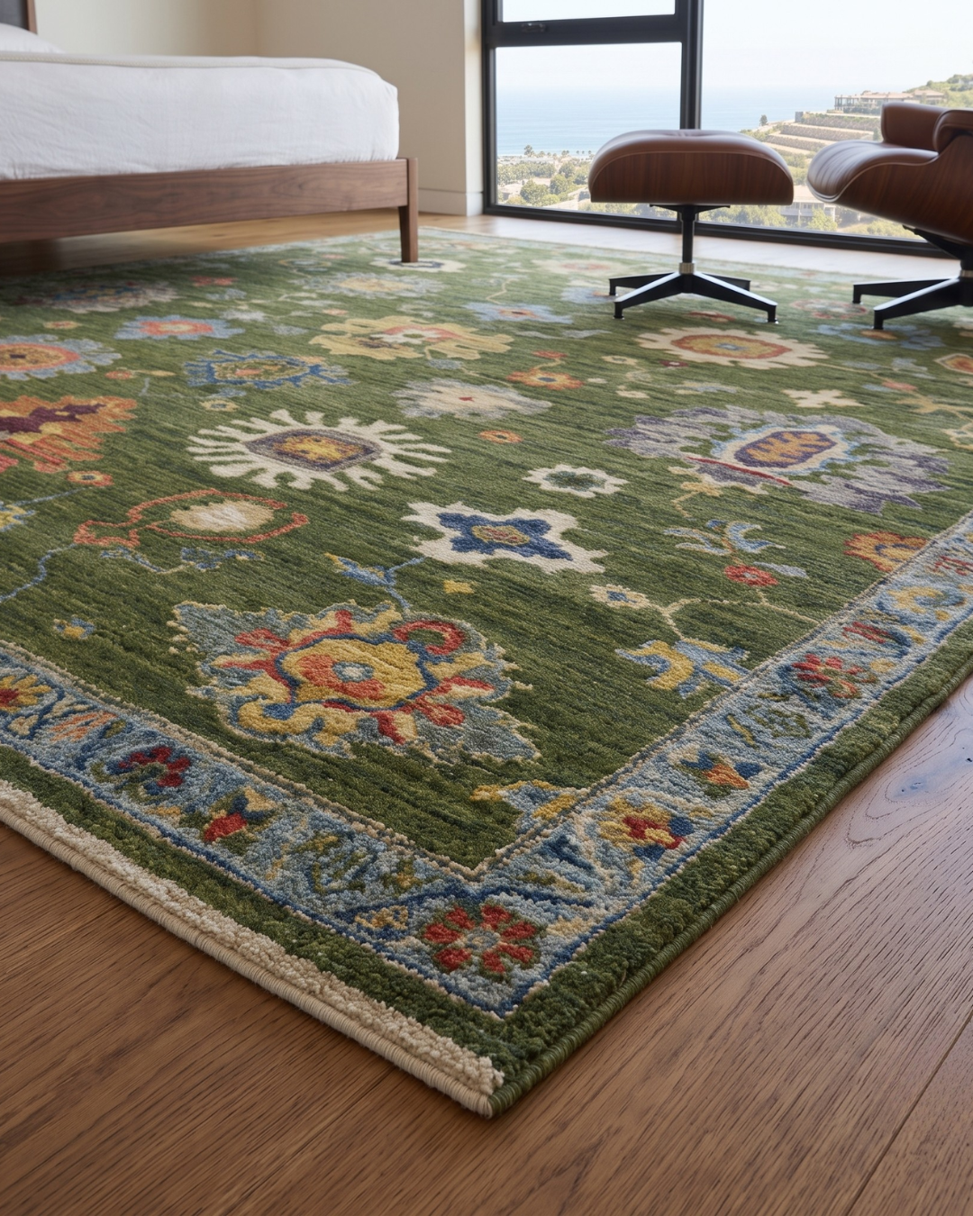 Oriental Weavers Lucca 2863E Green Multi floral rug corner detail