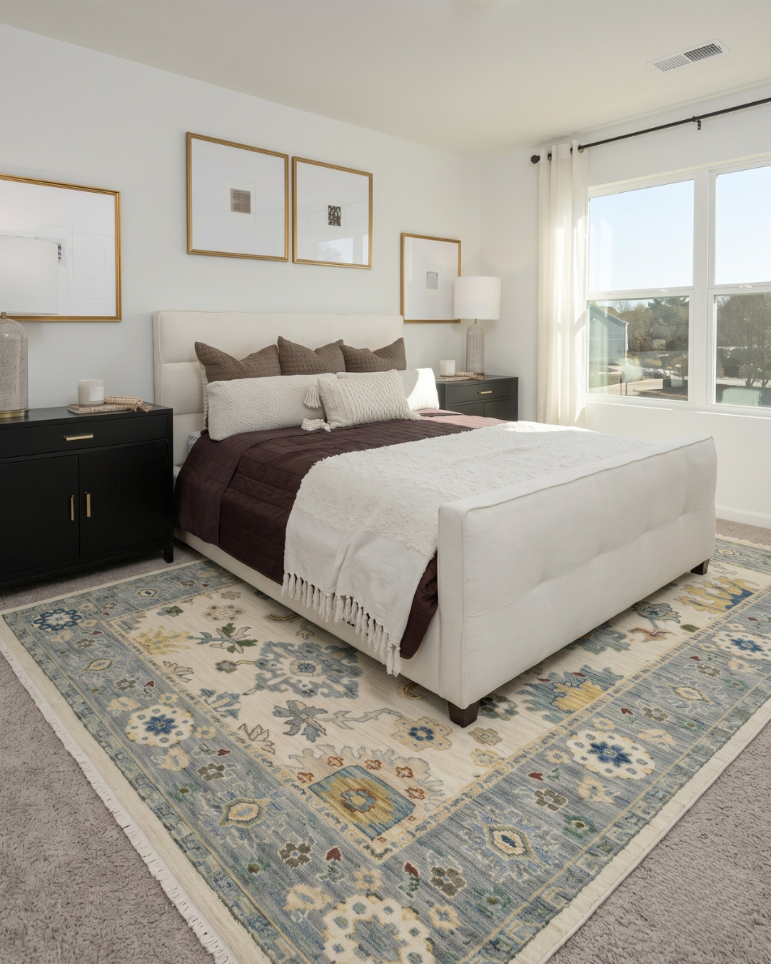 Oriental Weavers Lucca 846H1 Ivory Blue traditional bedroom area rug