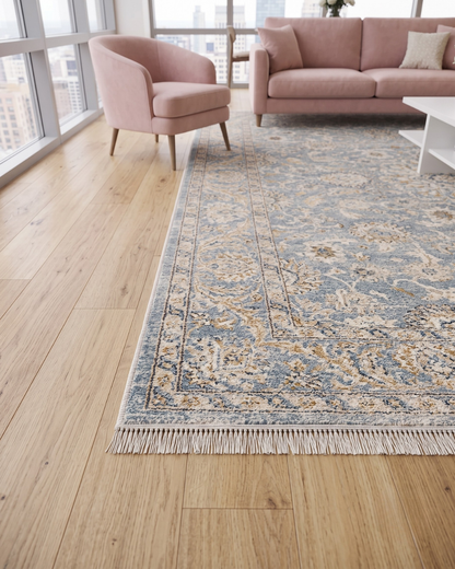 Oriental Weavers Maharaja 070E1 Blue Ivory traditional rug corner detail