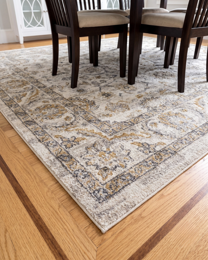 Oriental Weavers Maharaja 070W1 Ivory Grey rug corner detail