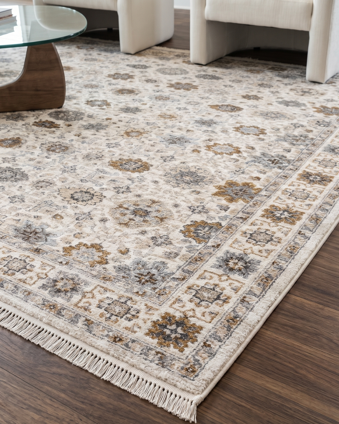 Oriental Weavers Maharaja 071W1 Ivory Gold traditional rug corner close-up