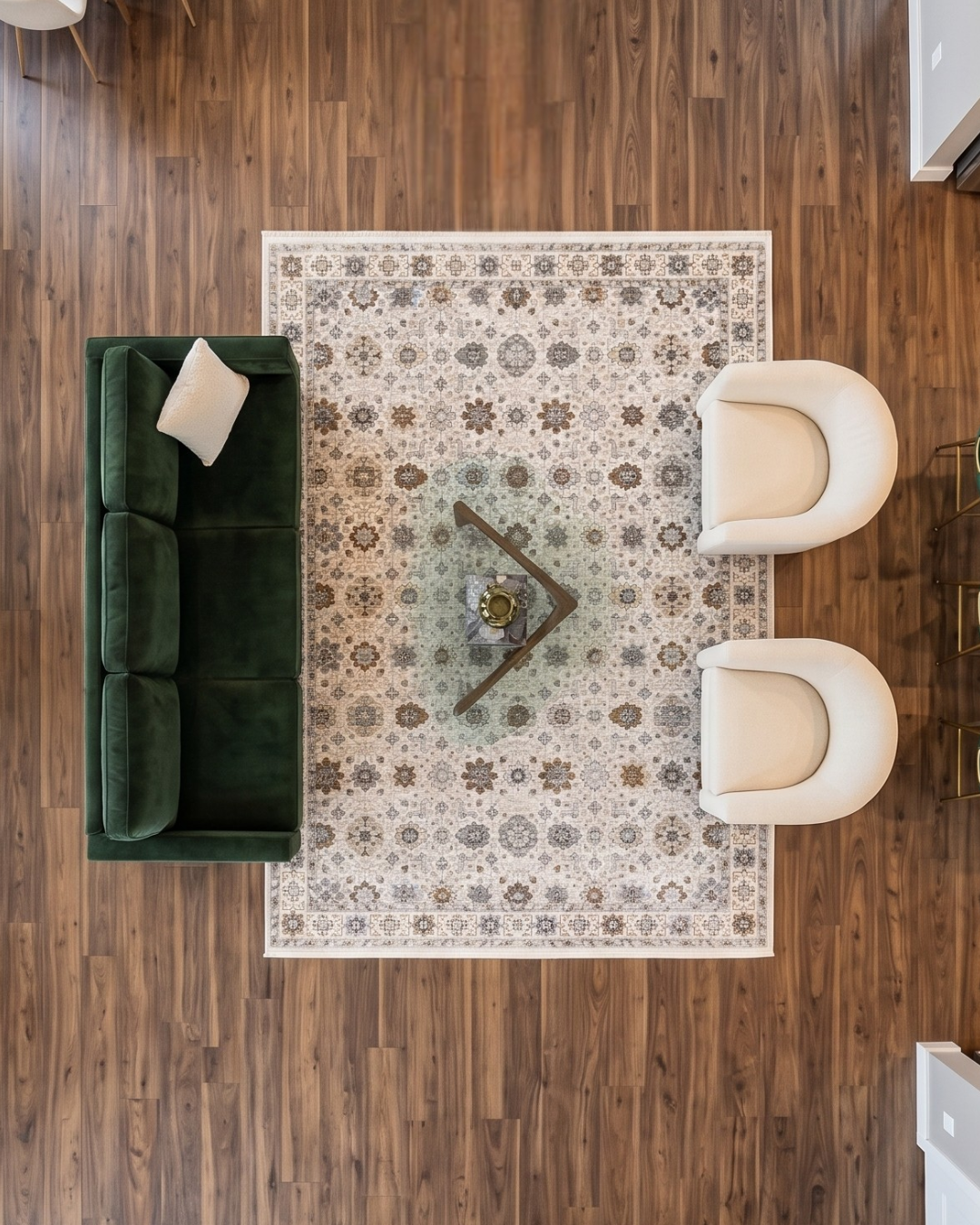 Oriental Weavers Maharaja 071W1 Ivory Gold overhead living room rug