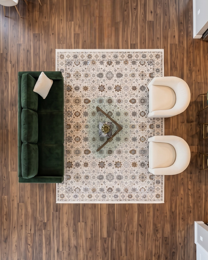 Oriental Weavers Maharaja 071W1 Ivory Gold overhead living room rug