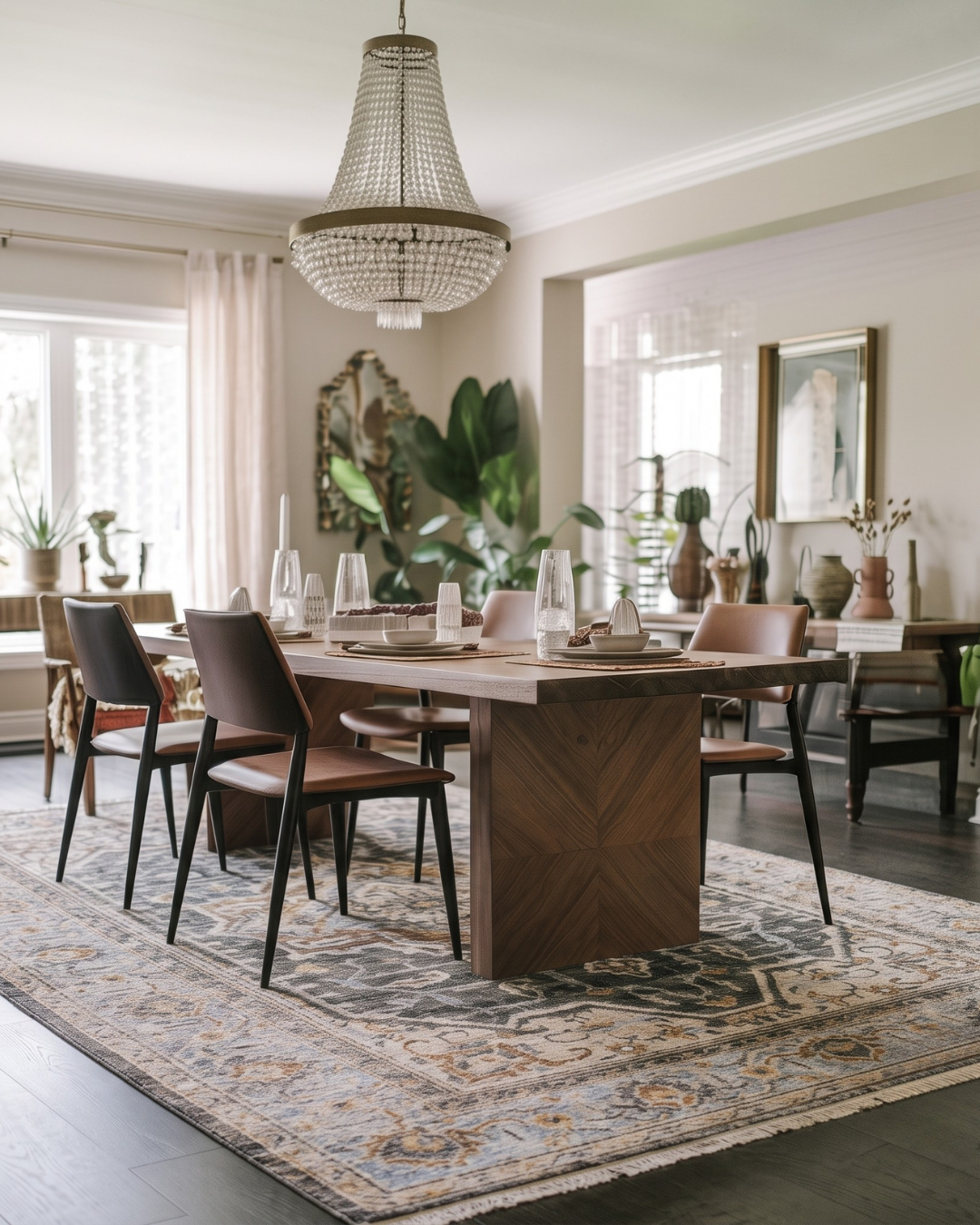 Oriental Weavers Maharaja 1803X Grey Blue rug in modern dining room