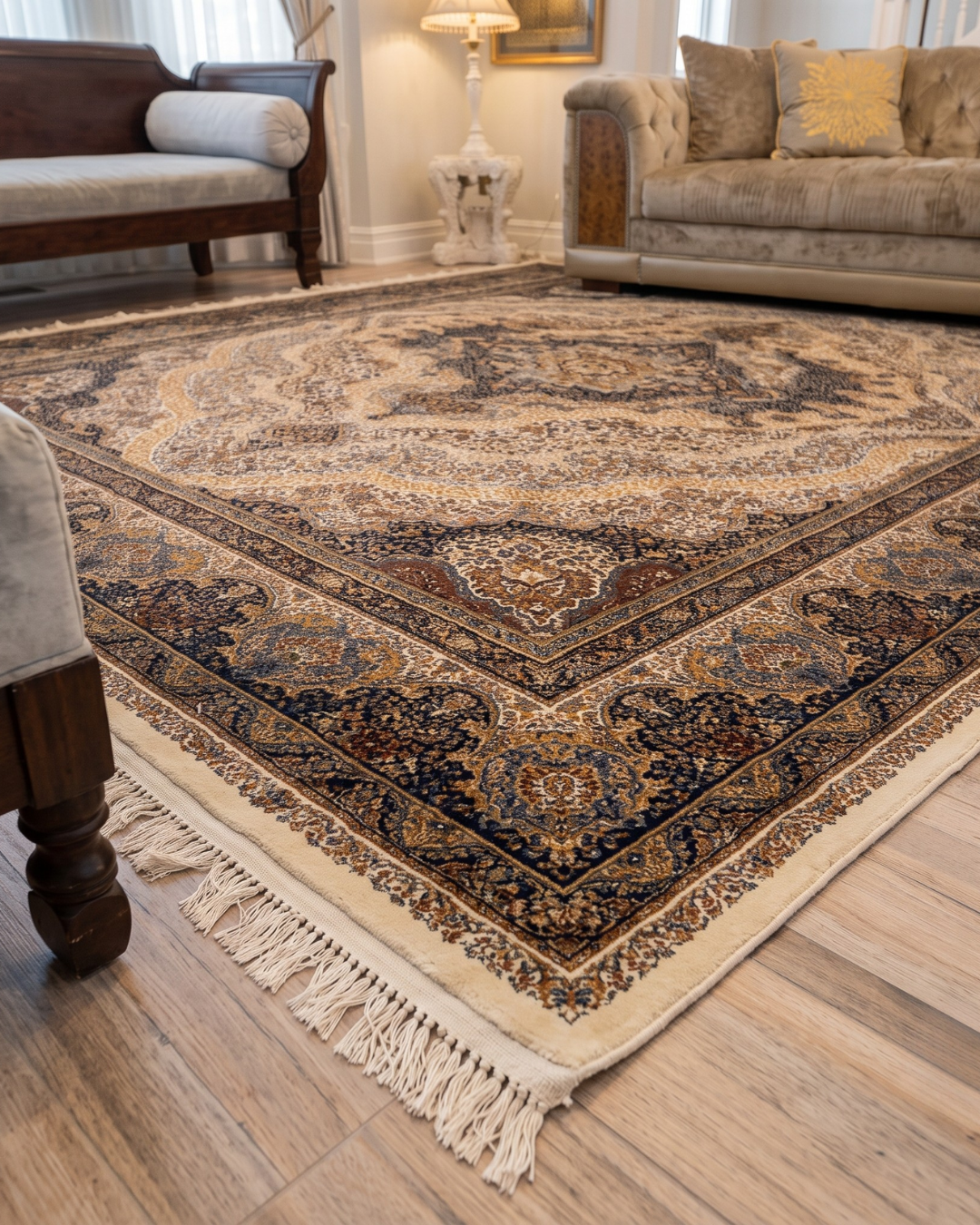 Oriental Weavers Masterpiece 111W2 Ivory Multi rug corner detail