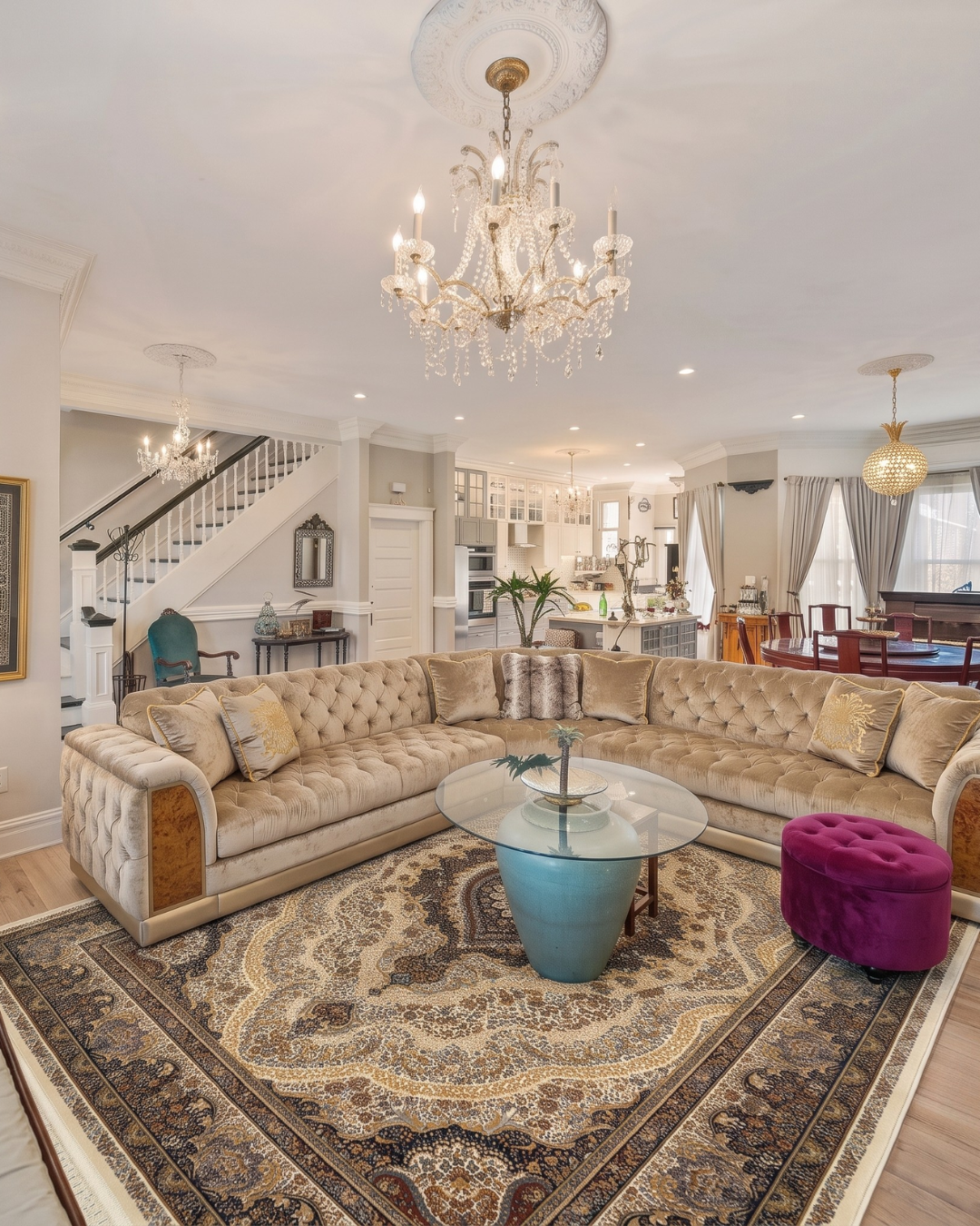 Oriental Weavers Masterpiece 111W2 Ivory Multi rug in elegant Living room