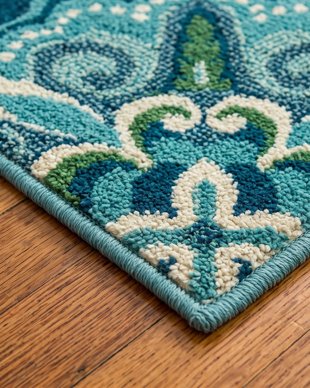 Oriental Weavers Meridian 2206B Blue Green outdoor rug corner detail