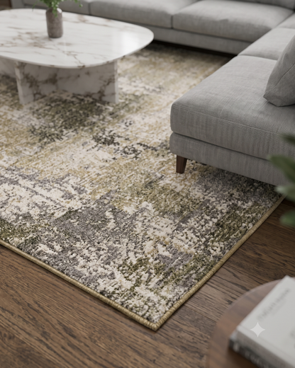 Oriental Weavers Nebulous 002X9 Beige Grey rug close-up in modern living room