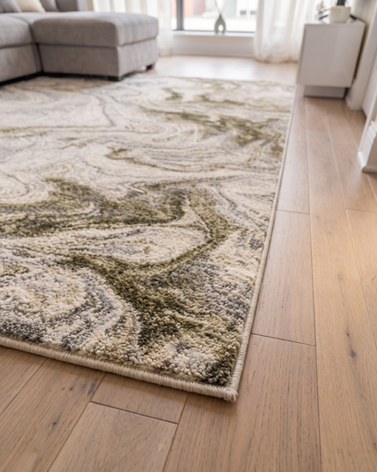 Oriental Weavers Nebulous 530E9 Ivory Tan rug corner detail
