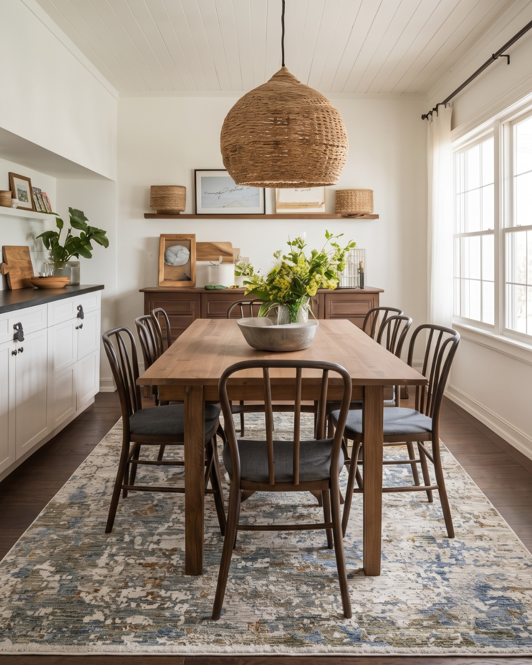 Oriental Weavers Soho SOH03 Beige Multi contemporary rug in dining room