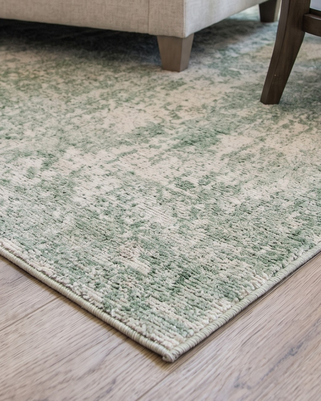 Oriental Weavers Solstice SLS02 Green Grey modern rug corner detail