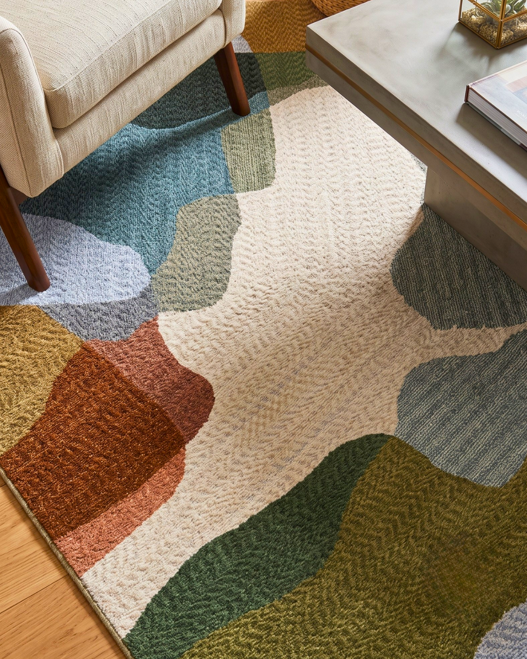 Oriental Weavers Tisdell TIS11 Multi abstract rug close-up with textured multicolor design