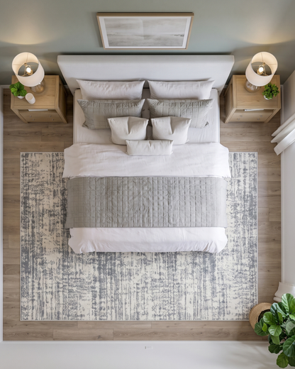 Oriental Weavers Verona 1803H Ivory Grey abstract rug bedroom overhead view