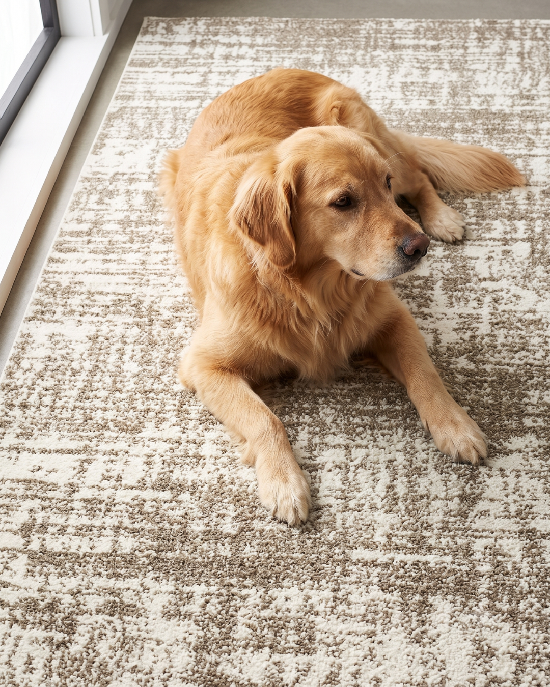Oriental Weavers Verona 1803J Ivory Taupe abstract rug with pet-friendly style