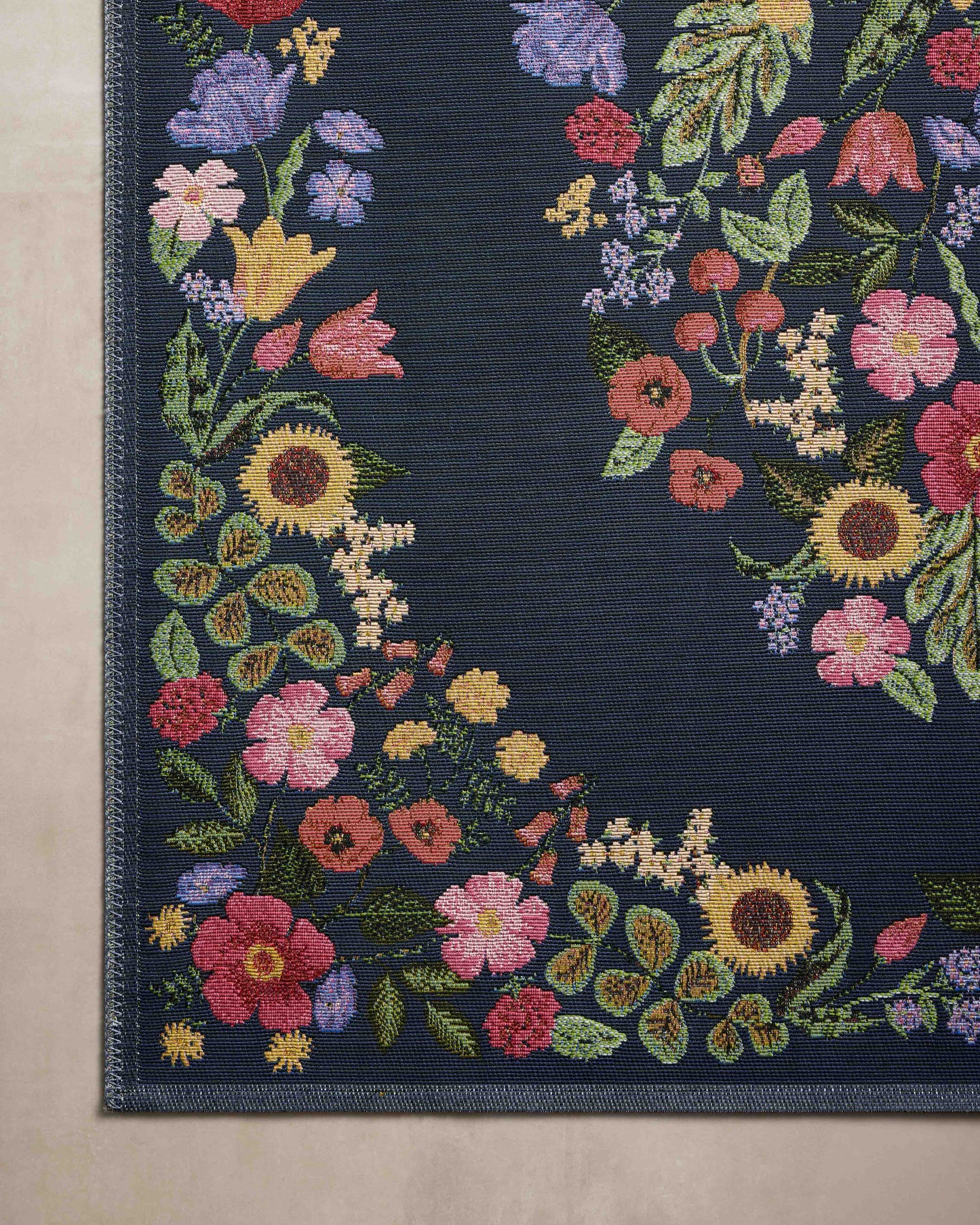 Rifle Paper Co. x Loloi Perennial  Navy  Indoor/Outdoor
