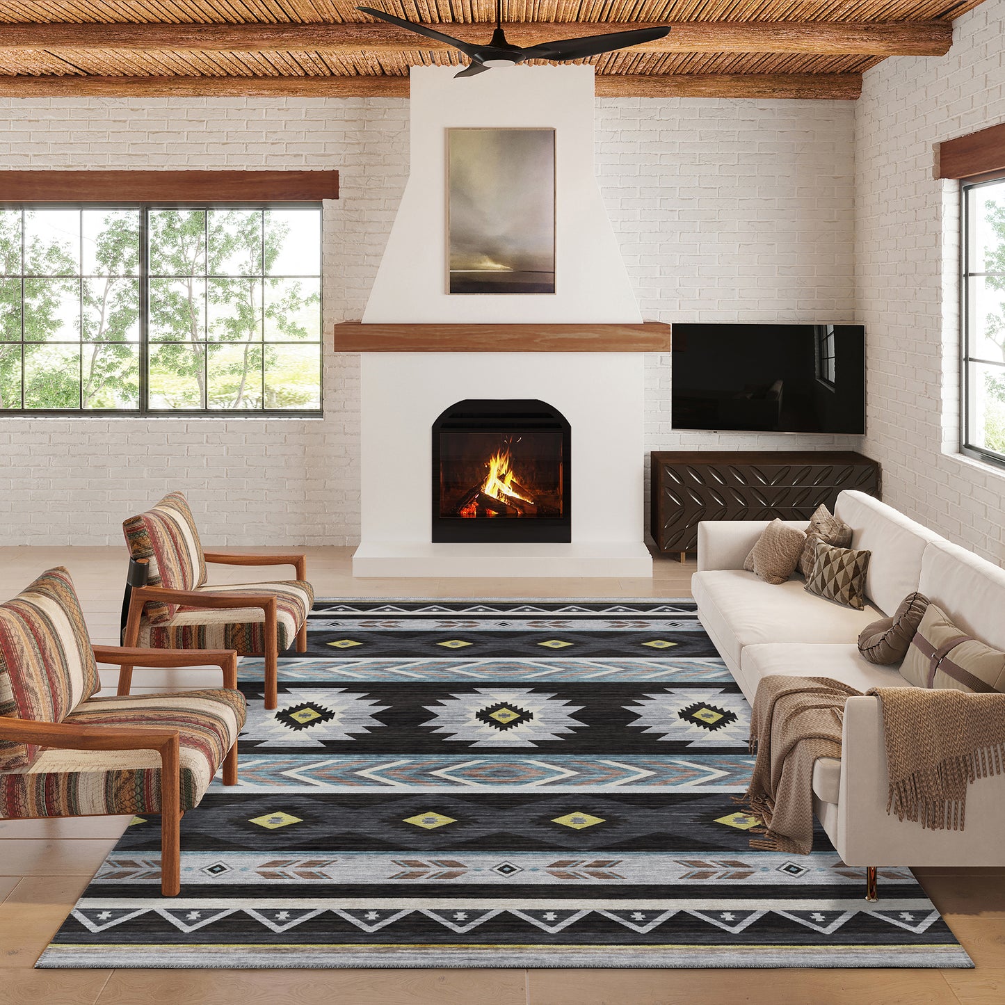 Dalyn Rugs Phoenix  Black  Southwestern