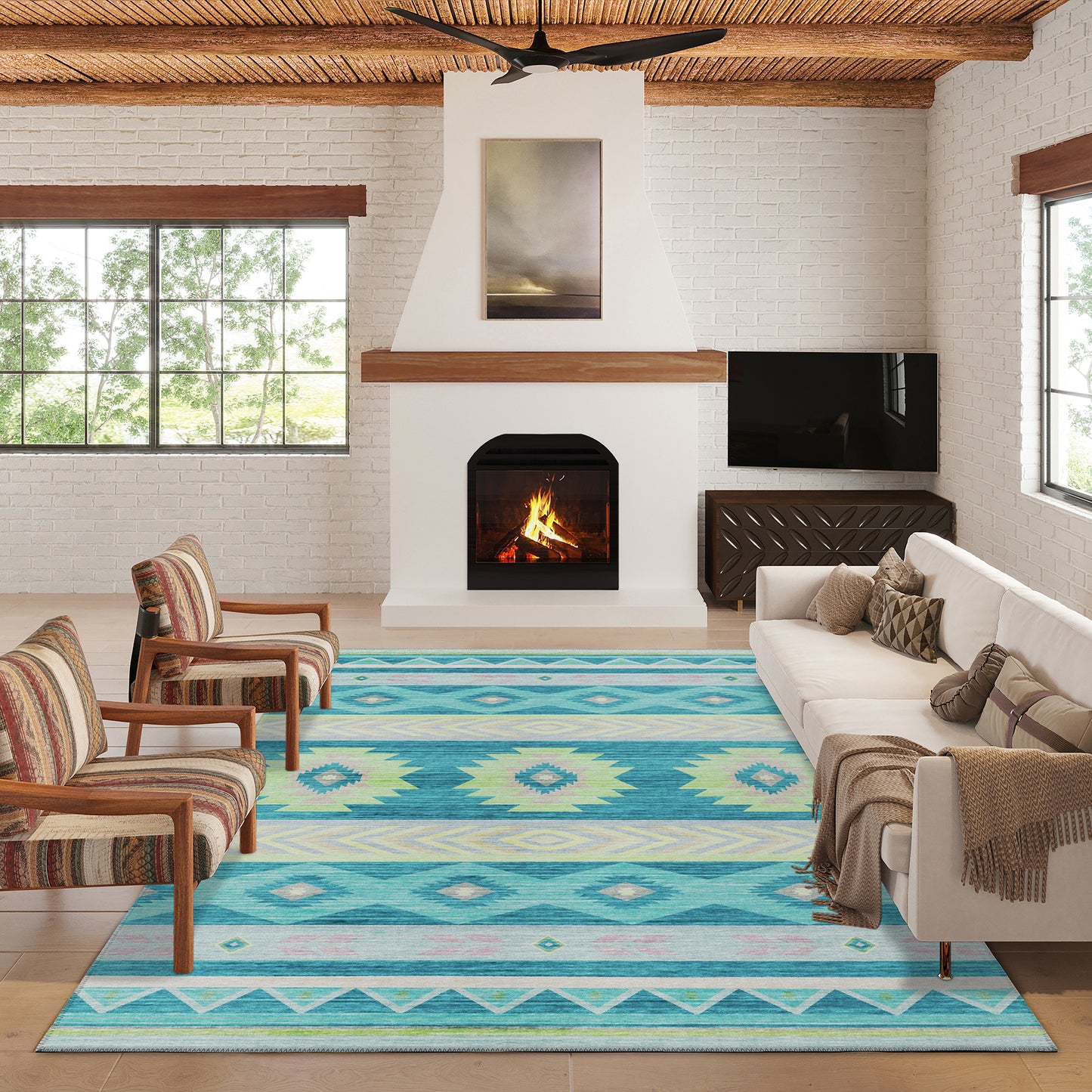 Dalyn Rugs Phoenix  Teal  Southwestern