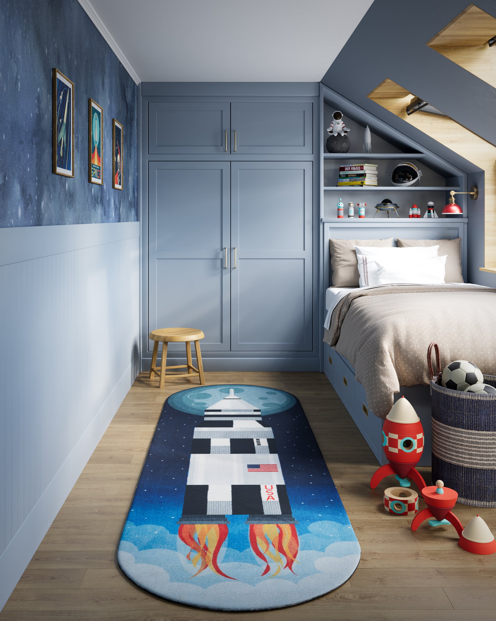 Momeni Playground  Blue  Contemporary