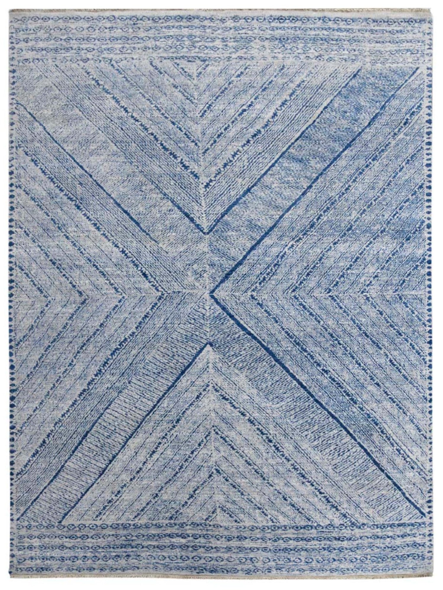 Limited Prevelly PRV - 901 Powder Blue Transitional Knotted Rug - Rugs - Limited - Atlanta Designer Rugs
