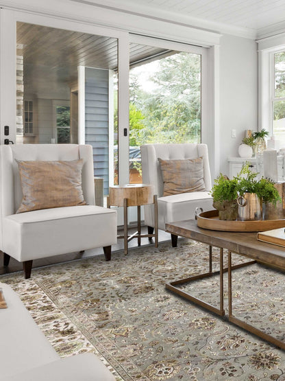 Artisan Rachel Lt.Blue Grey Ivory Traditional Knotted Rug - Rugs - Artisan - Atlanta Designer Rugs