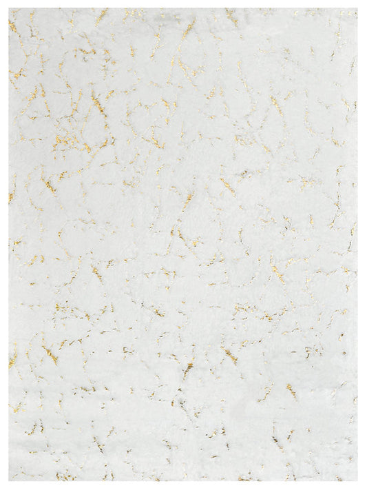 American Cover Design Rabbit Fur Bunny White Gold Modern Machine Woven Rug