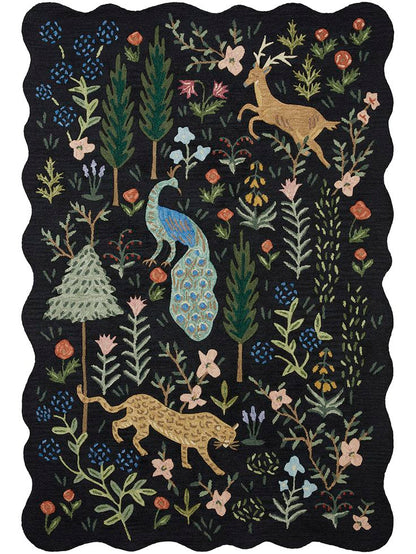 Rifle Paper Co. x Loloi Silhouette SIH-03 Black Contemporary Hooked Rug