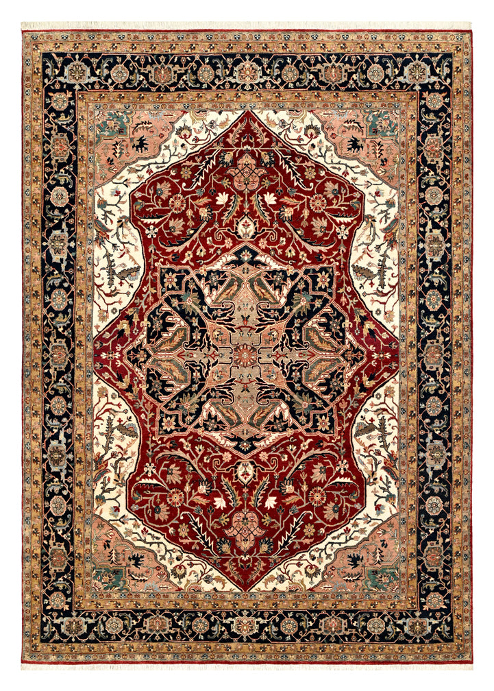 Anjani Carpets Serapi Royal Herize Red Navy Persian Hand Knotted Rugs