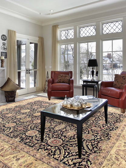 Artisan Michelle Black Gold Traditional Knotted Rug - Rugs - Artisan - Atlanta Designer Rugs