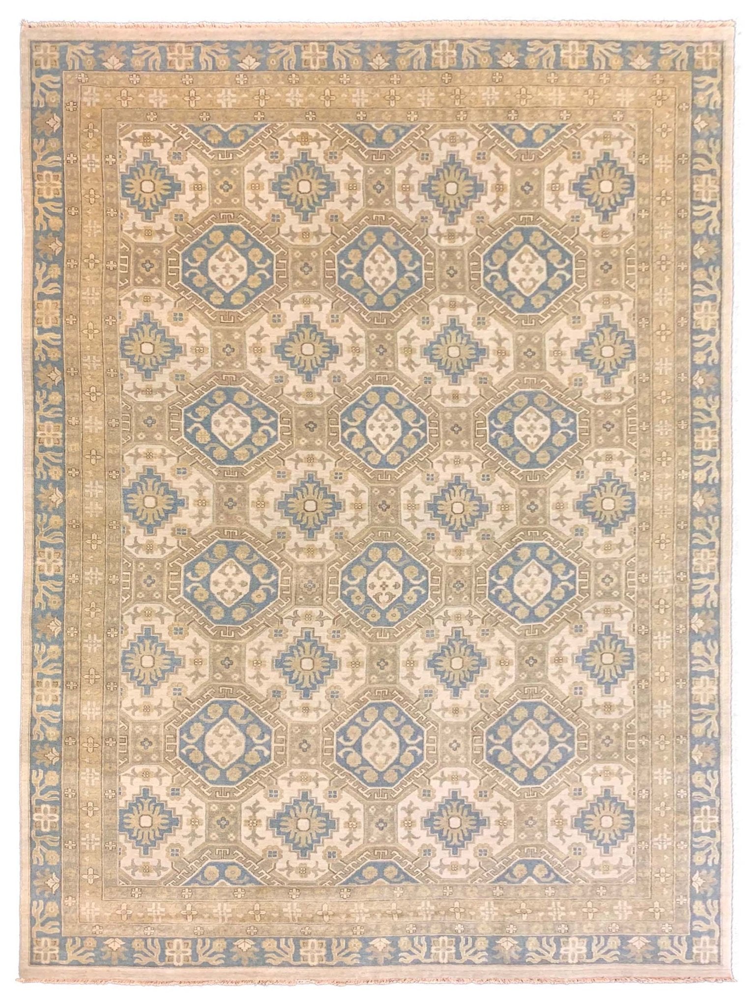 Cameron Ivory Lt.Blue Traditional Knotted Wool Rug – Atlanta Designer Rugs