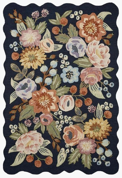 Rifle Paper Co. x Loloi Silhouette SIH-01 Navy Contemporary Hooked Rug