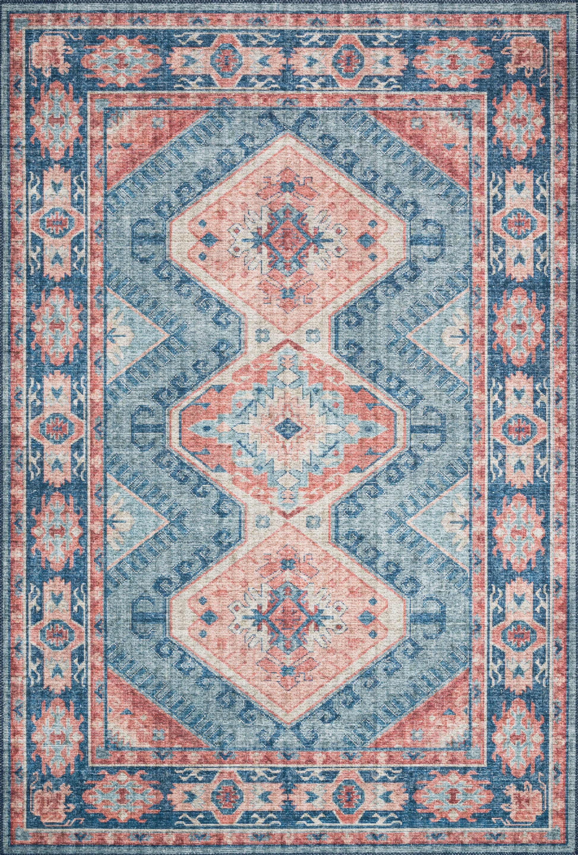 Loloi II Skye  Turquoise Terracotta Traditional
