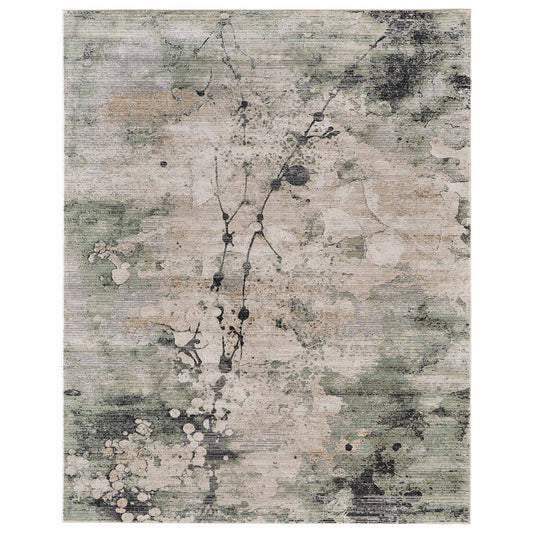 Feizy Sonora 39U9F Green Beige Modern/Bohemian & Eclectic Machine Made Rug