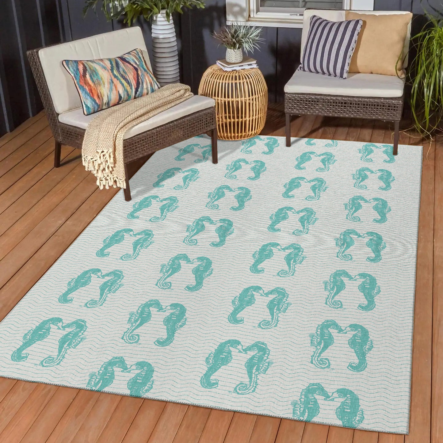Dalyn Rugs Seabreeze  Teal  Coastal