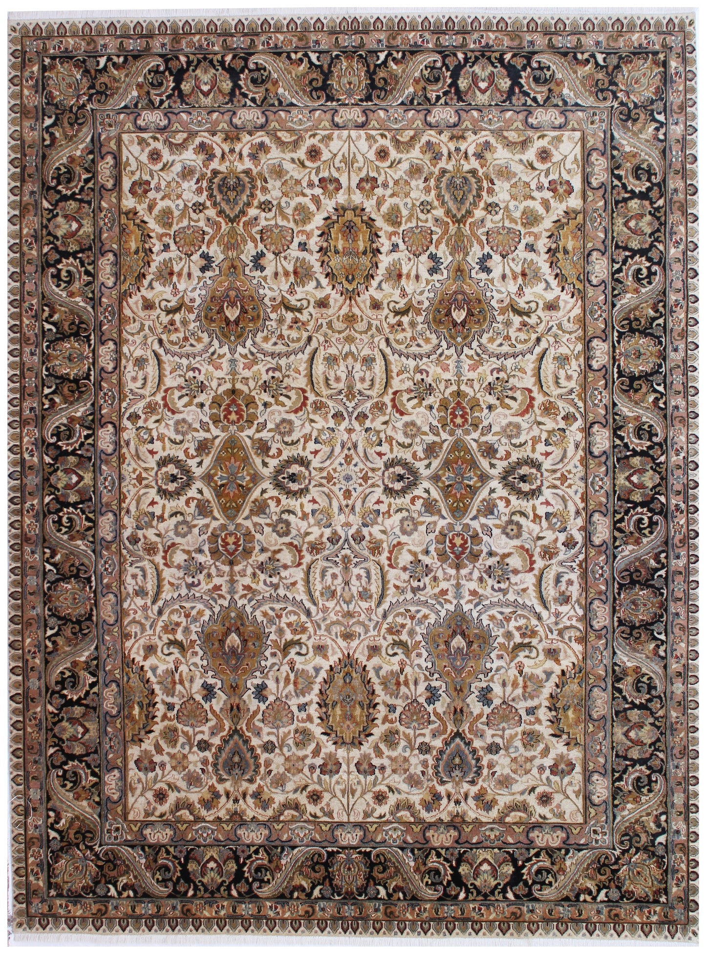 Anjani Carpets HaziZalili Shama Beige Black Persian Hand Knotted Rugs