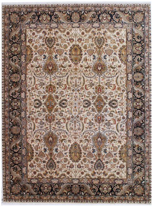Anjani Carpets HaziZalili Shama Beige Black Persian Hand Knotted Rugs