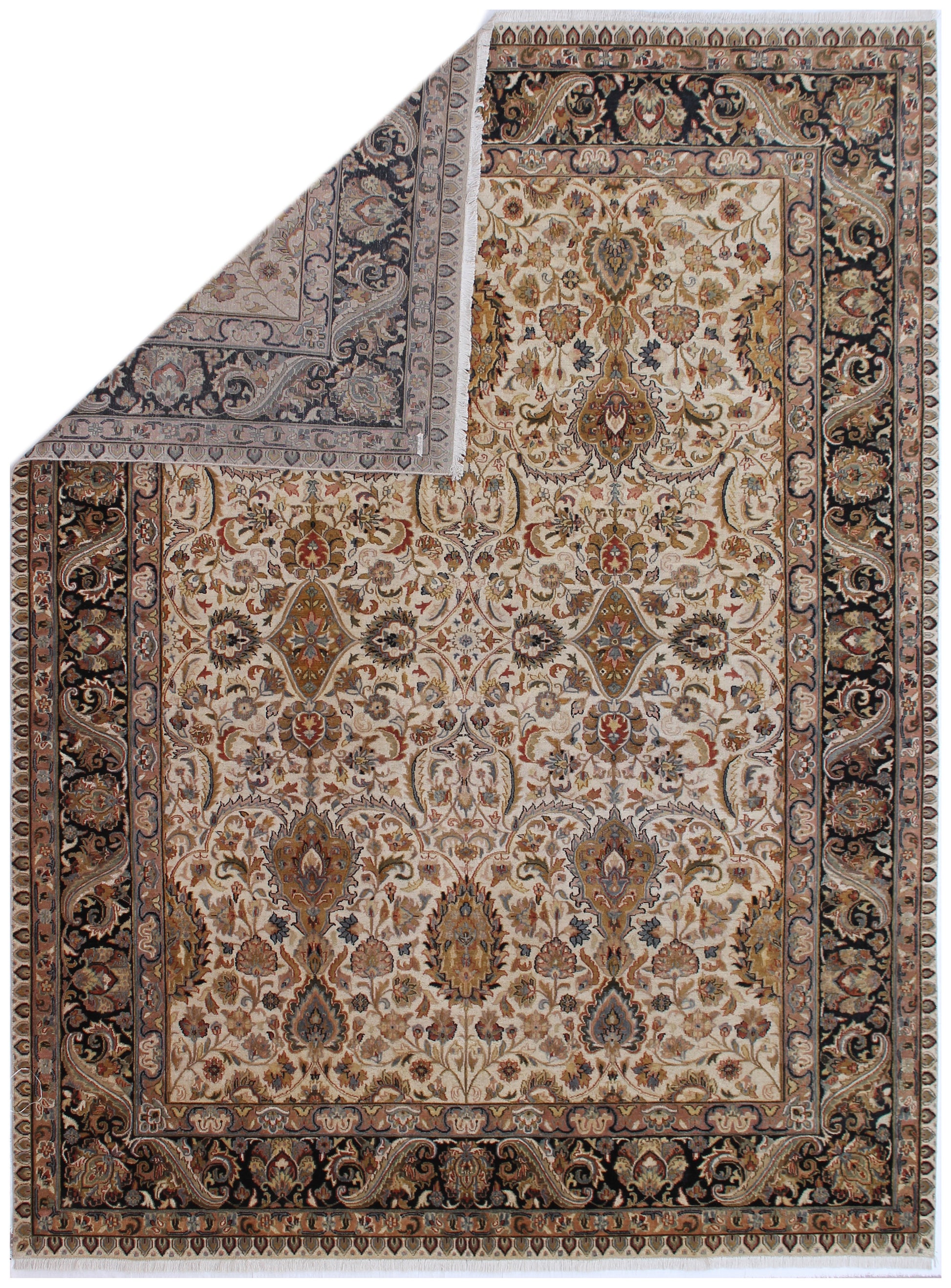 Anjani Carpets HaziZalili Shama Beige Black Persian Hand Knotted Rugs