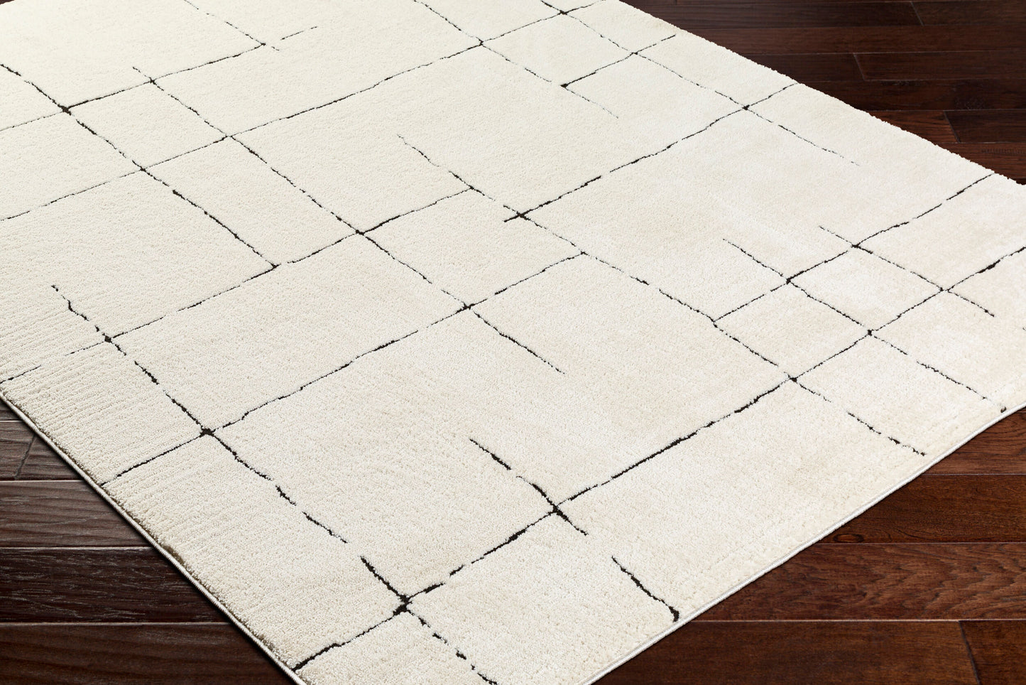 Surya Freud FEU-2300 Ivory Black Modern Machine Woven Rug
