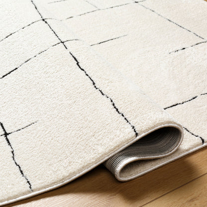 Surya Freud FEU-2300 Ivory Black Modern Machine Woven Rug