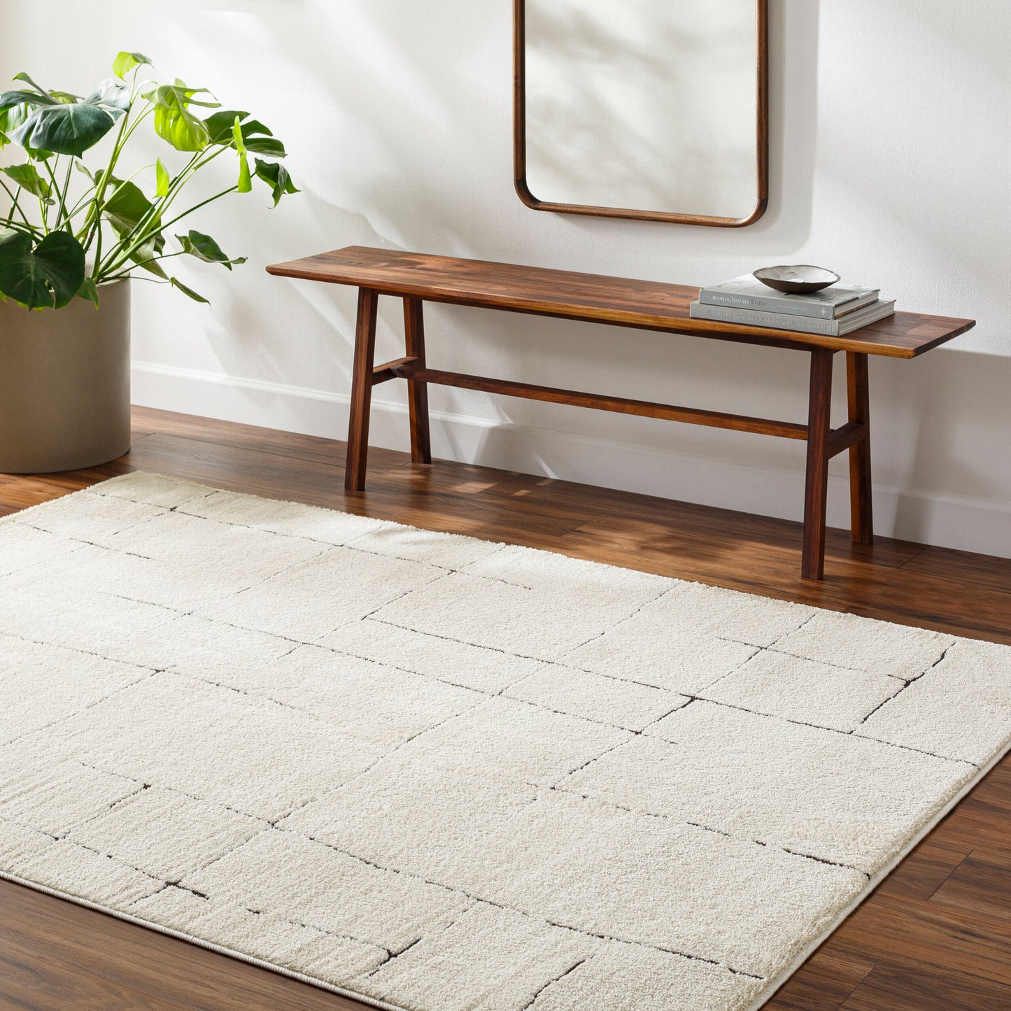 Surya Freud FEU-2300 Ivory Black Modern Machine Woven Rug