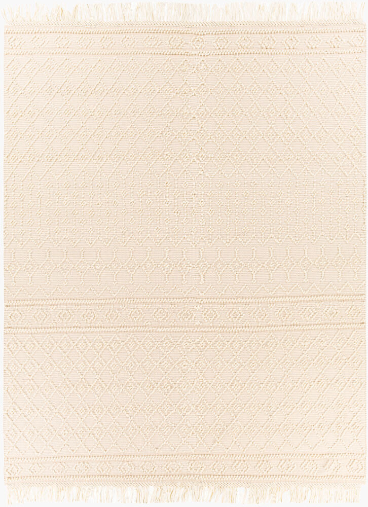 Surya Farmhouse Tassels FTS-2305 White Cottage Hand Woven Rug