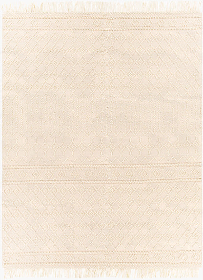 Surya Farmhouse Tassels FTS-2305 White Cottage Hand Woven Rug