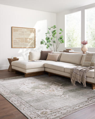 Surya Fifth Avenue FIF-2303 Light Gray Off White Traditional Machine Woven Rug